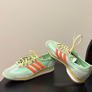 Adidas Women's Mint Green and Orange Sneakers